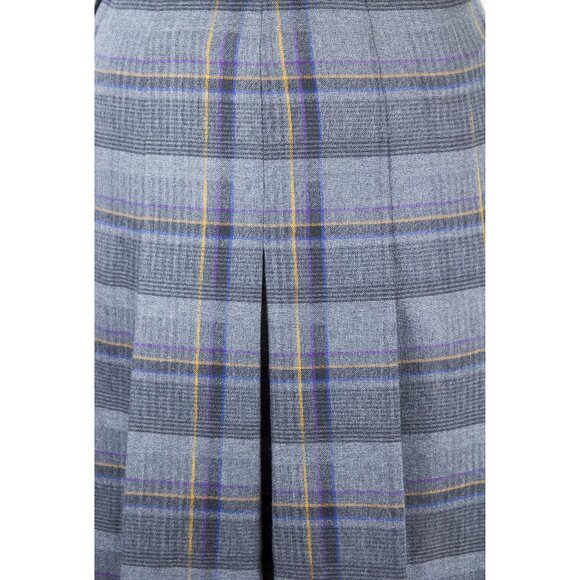 Vintage Gray Plaid 100% Wool Pleated Skirt Size 28 | Small Academia Prep - Picture 9 of 15